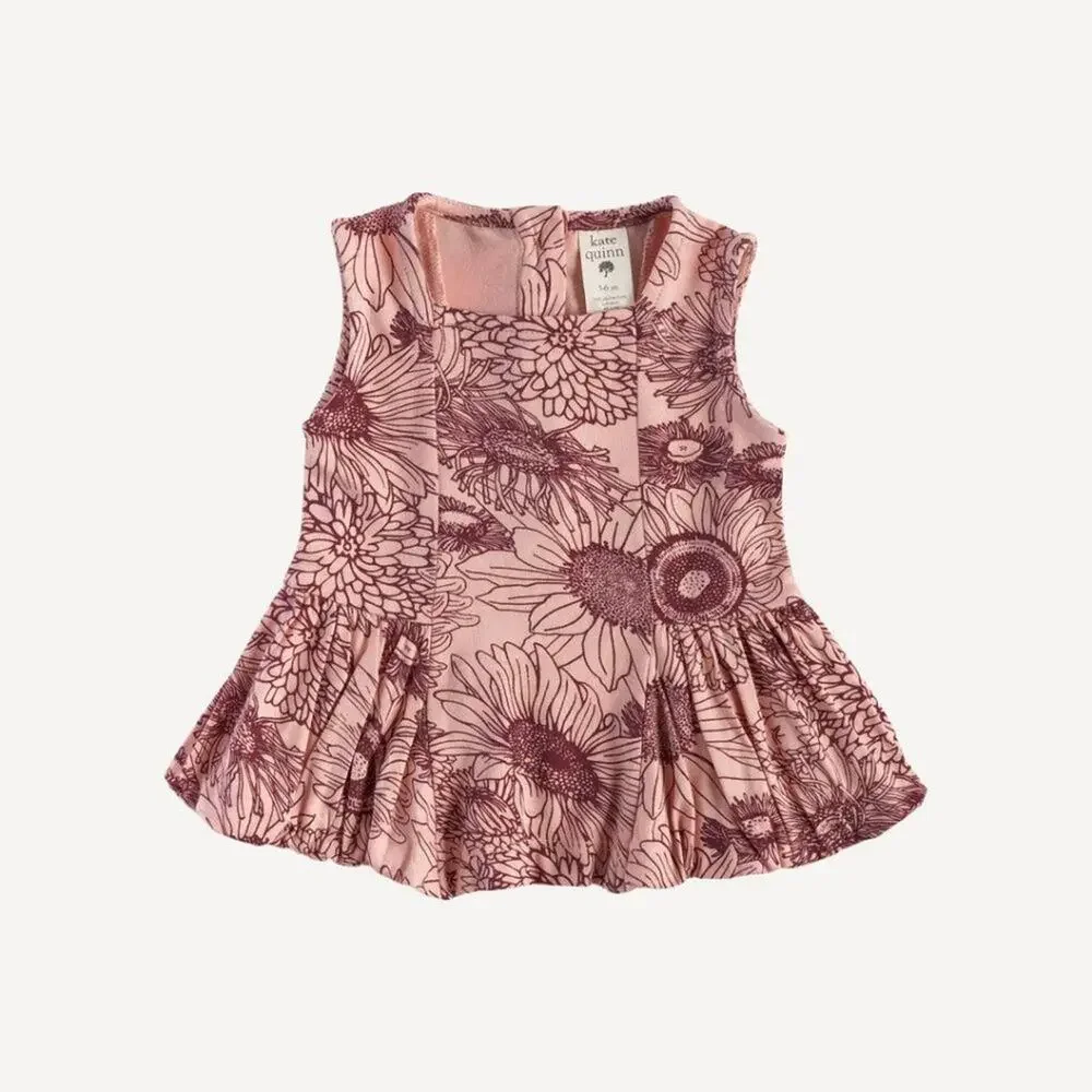 NWT Kate Quinn Merlot Sunflower Bamboo Bubble Ruffle Ballerina Top Shirt 6-12m - Picture 1 of 3